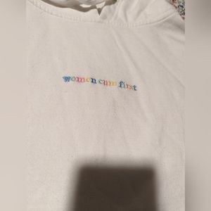 Valentina Voight "Women Cum First" White Hoodie in Medium
